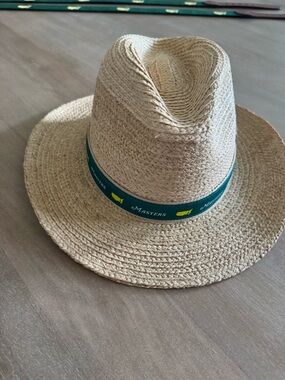 2026 Masters Natural Straw Hat with Green Masters Ribbon and Yellow Logo